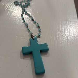 Handmade boutique turquoise cross necklace